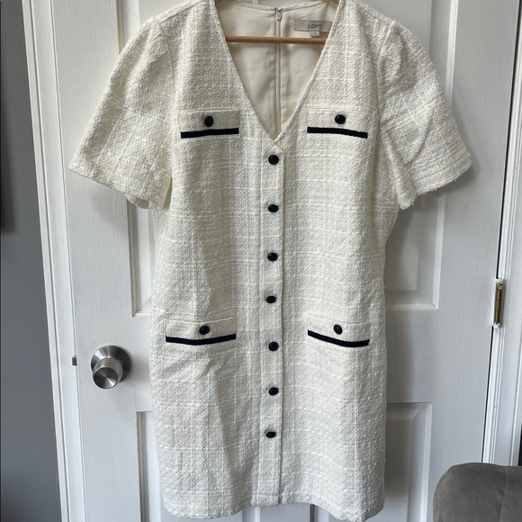 Loft white sheath short sleeve mini dress size 12 new - Picture 1 of 14